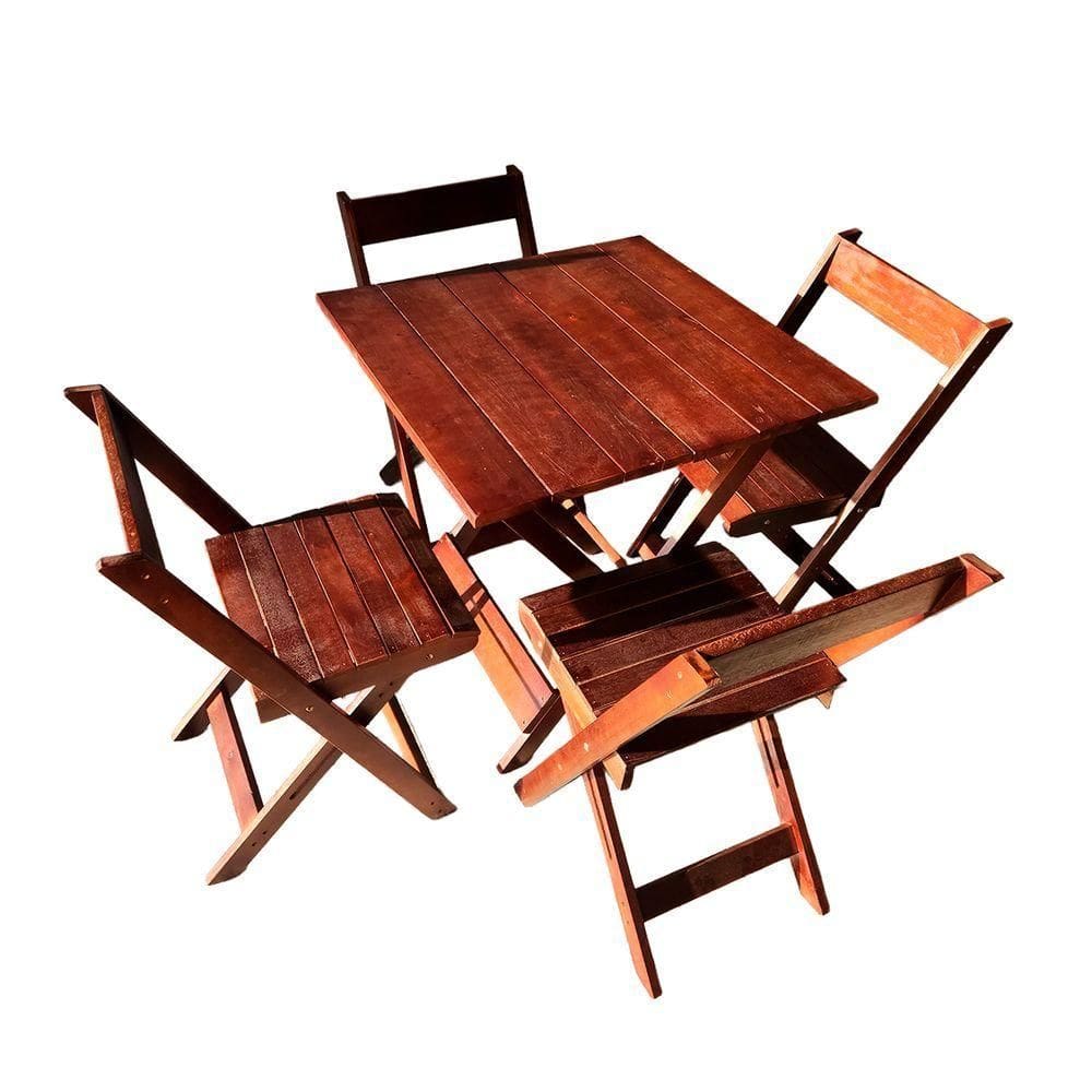 Conjunto De Mesa Para Bar 4 Cadeiras Dobráveis Em Madeira Imbuia