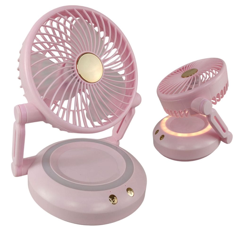 Ventilador Mesa Portatil Dobravel 3 Velocidades Angulo Ajustavel Led Iluminaçao Usb Maquiagem Verao Sol Calor