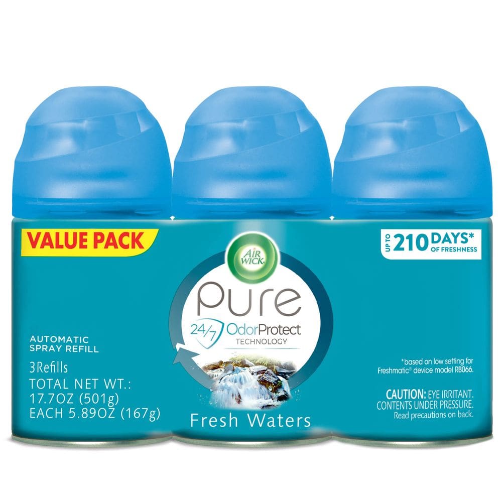 Refil de spray de purificador de ar Air Wick Fresh Waters 3ct