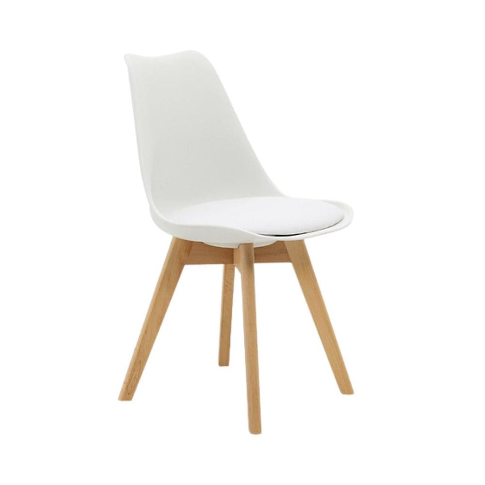 Cadeira Estofada Saarinen Wood Pés de Madeira Branco