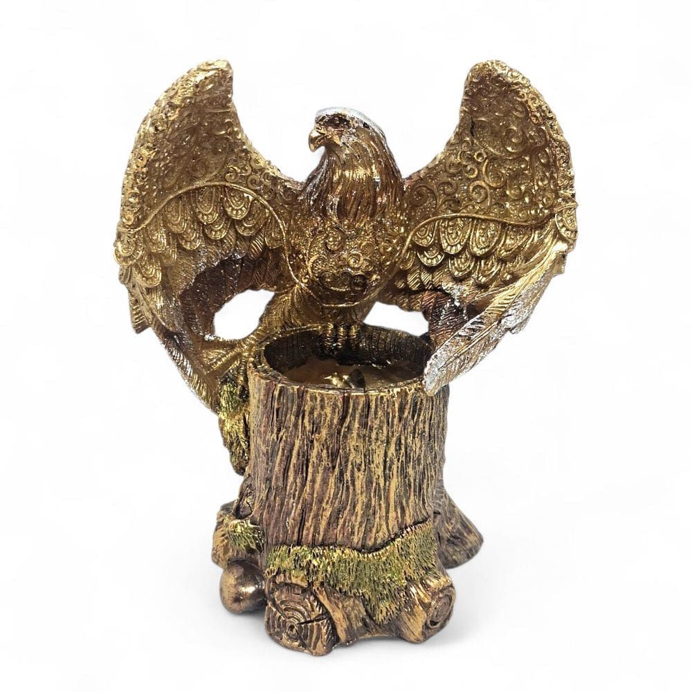 Enfeite Águia Dourada com Brilho Porta Decoração 14 cm