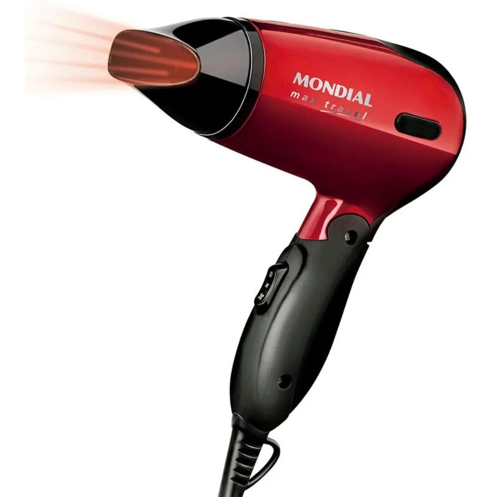 Secador de Cabelo Mondial Max Travel 2 Velocidades + 2 Temperaturas 1200W Bivolt - SC-10