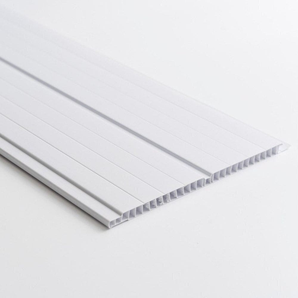 Kit com 36m² de Forro de Pvc Duplo Frisado 8mm X 20cm X 3m Belplast Branco Gelo