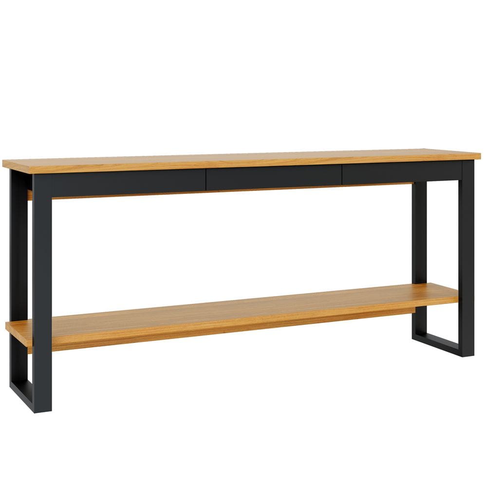 Aparador Para Sala de Estar 180cm Com 1 Gaveta Industrial Norton D03 Freijó Preto Fosco - Lyam Decor