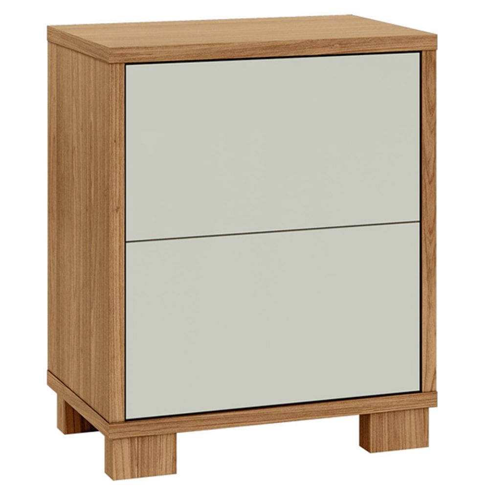 Mesa de Cabeceira 2 Gavetas 54cm Click D03 Freijó Off White - Lyam Decor