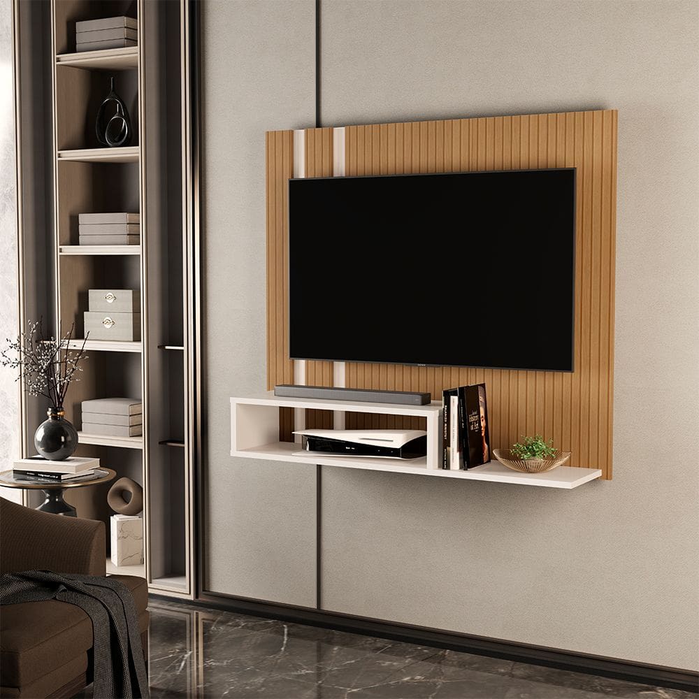 Painel Suspenso Pompéia para Tv 32 Polegadas Ripado/off-white