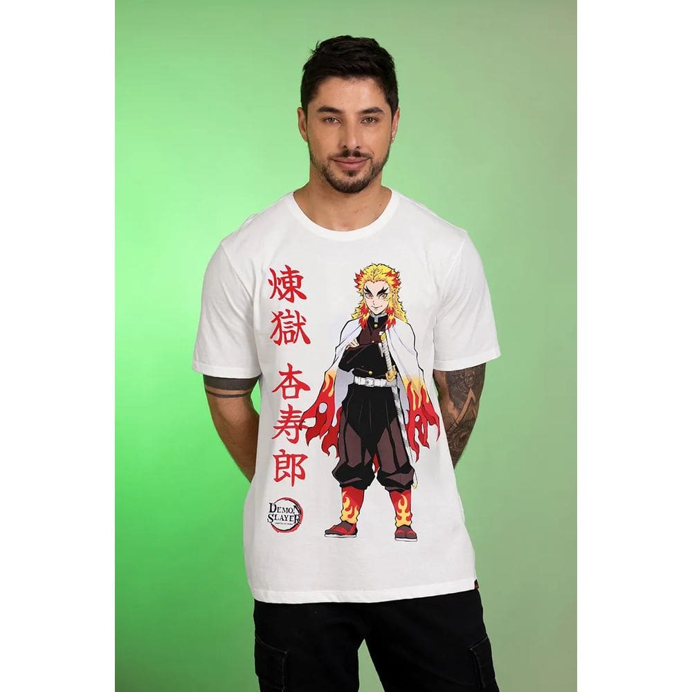 Camiseta Demon Slayer Hashira Fogo Kyojuro Rengoku Piticas