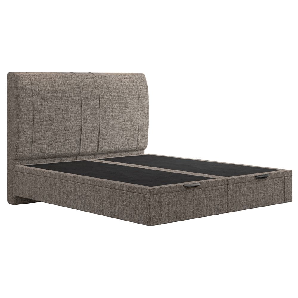 Cama Queen Baú Flutuante Com Cabeceira 160cm Spazio S04 Linho Marrom - Lyam Decor