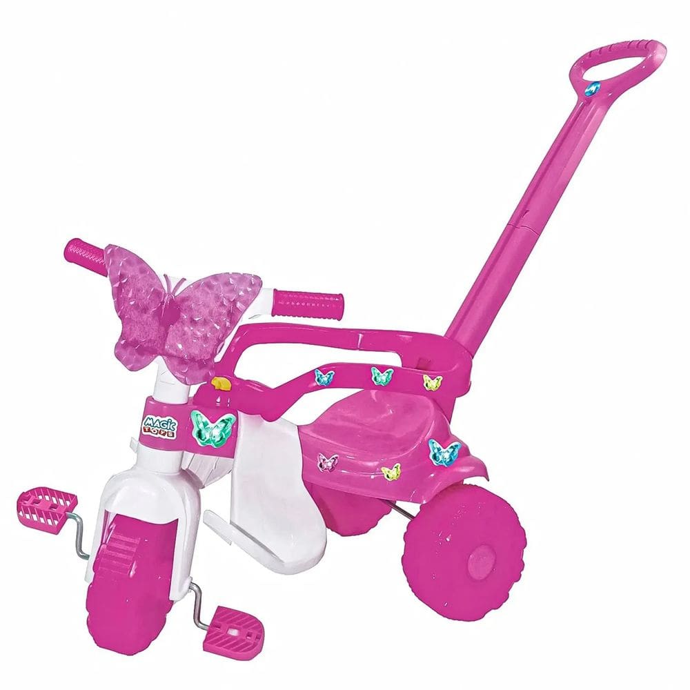 Triciclo Infantil Com Cesta Butterfly Rosa - Magic Toys
