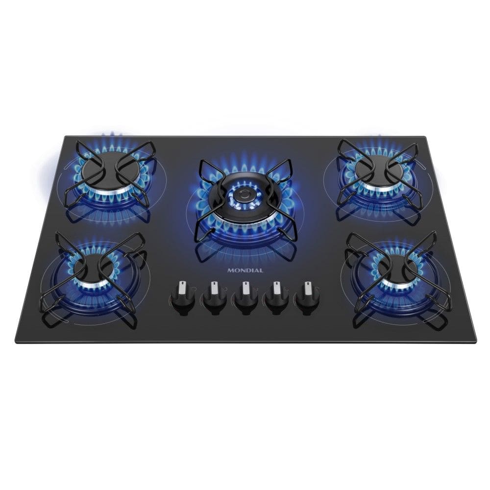 Fogão Cooktop Gás 5 Bocas Mondial CTG-03 Preto Inox Bivolt