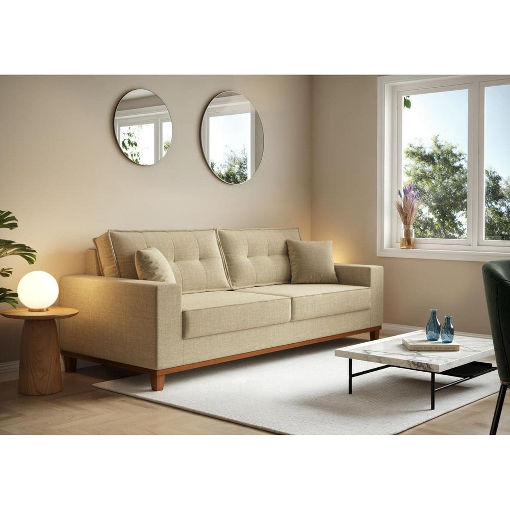 Sofá Vitória 2,10m com 3 Lugares em Linho