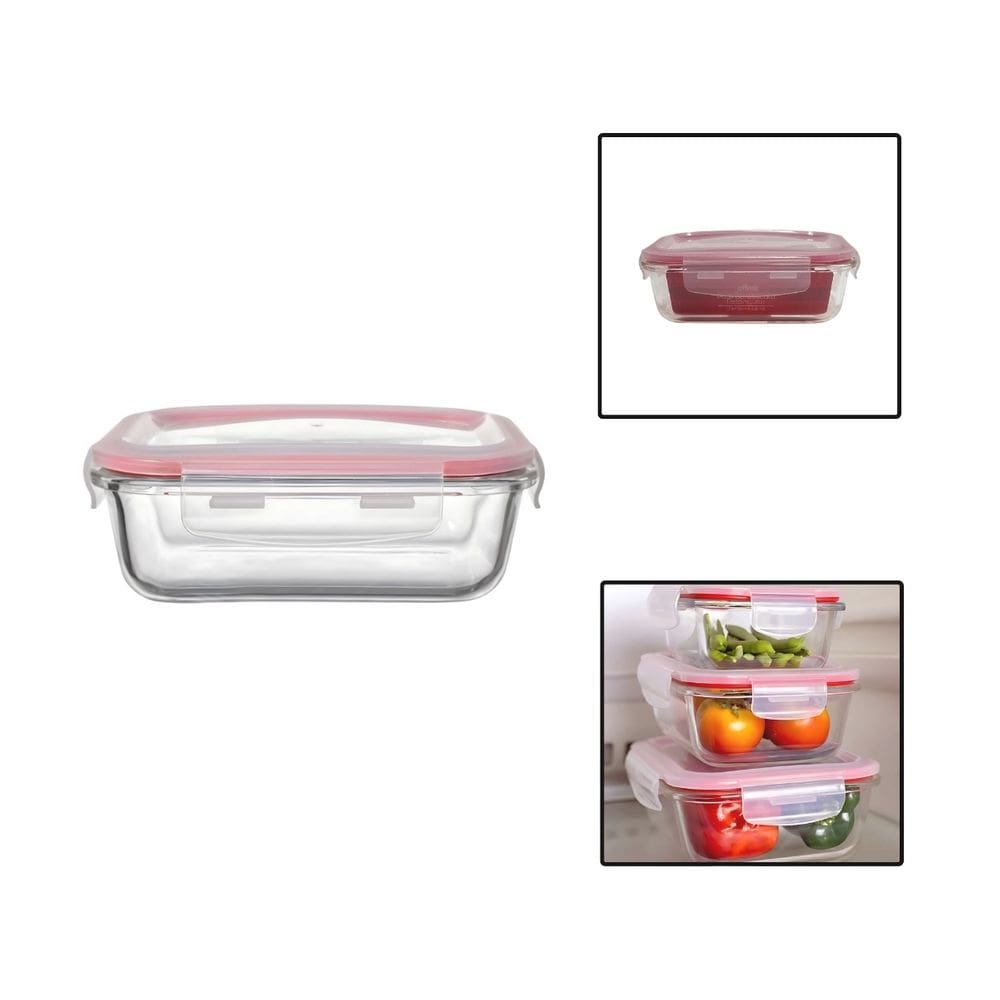 Pote Hermético Marmita Vidro 640ml Retangular Tampa