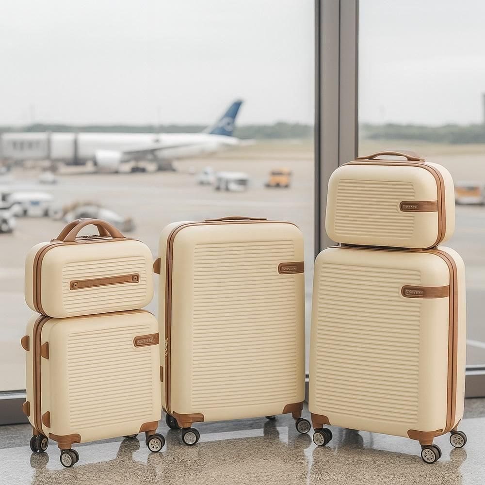 Conjunto Mala Viagem Em Abs E 2 Frasqueiras Kit Malas Pequena Bordo Media Grande Rigidas 5 Peças