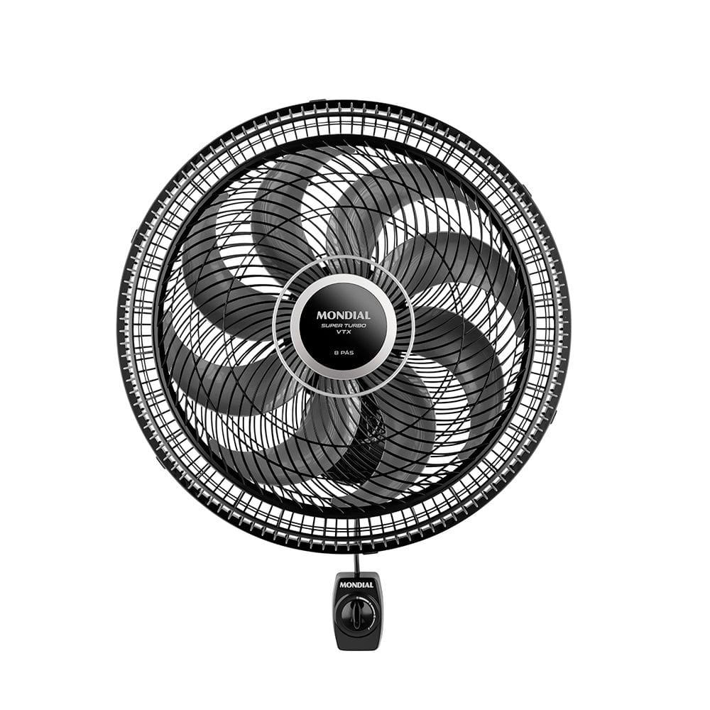 Ventilador de Parede Mondial Super Turbo 40cm 8 Pás 140W 127V Preto/Prata - VTX-40P-8P