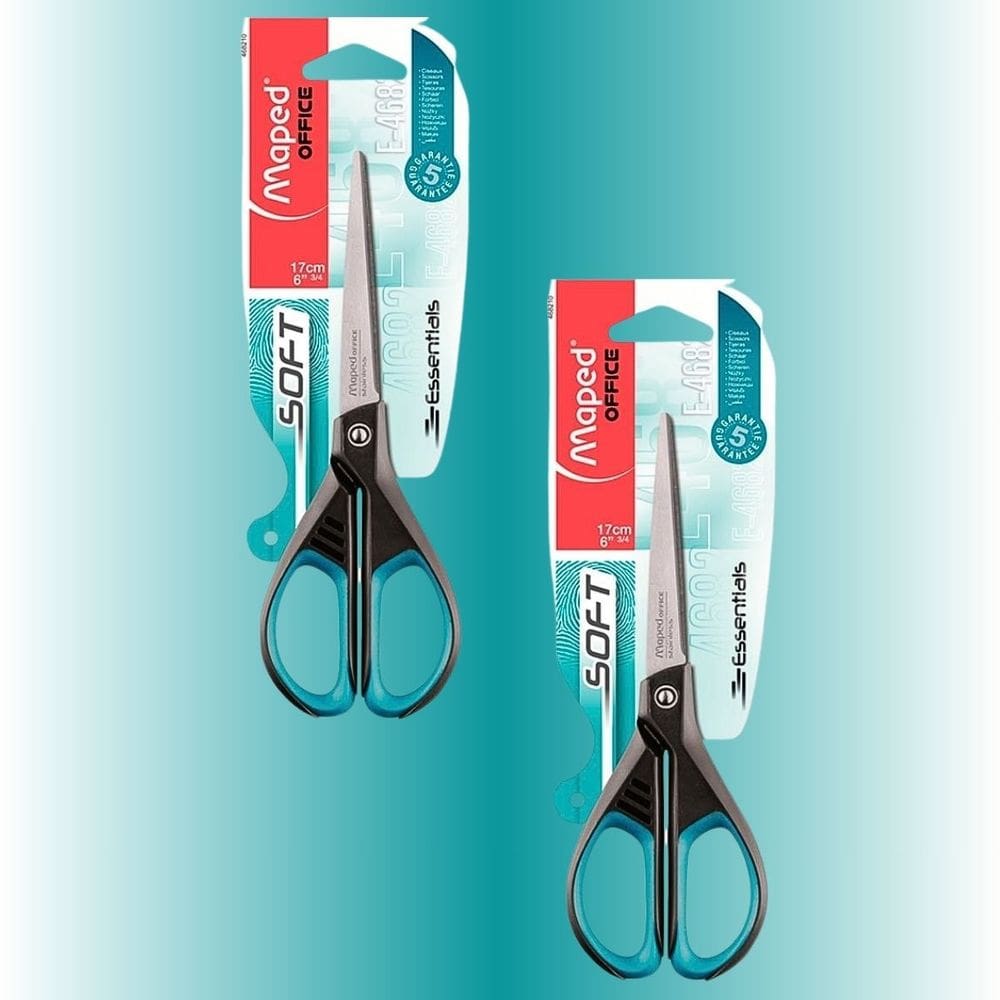 Kit 02 Tesoura de Aço Multiuso Essentials Soft 17cm Blister - Maped
