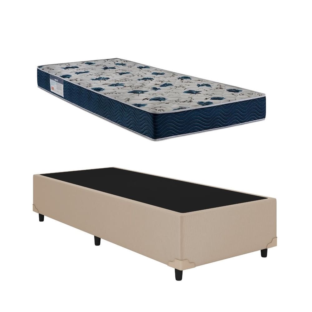 Cama Base Box Solteiro Bege Colchão ISO 60 D28 - Ortobom
