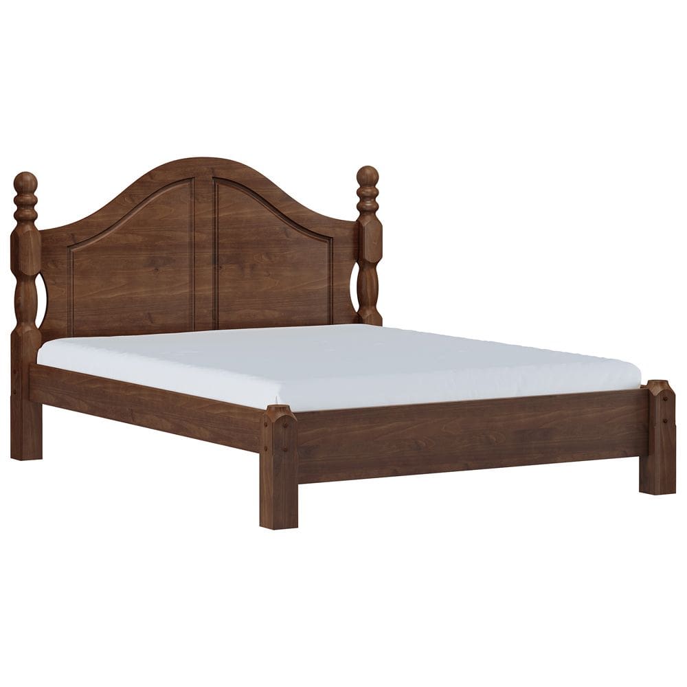 Cama Queen De Madeira Maciça Clássica Para Colchão 158x198 Zahav F06 Café - Lyam Decor