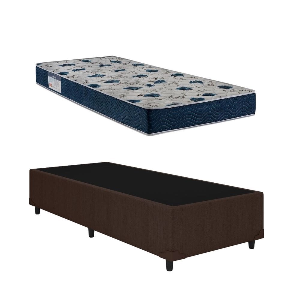 Cama Base Box Solteiro Marrom Colchão ISO 60 D28 - Ortobom