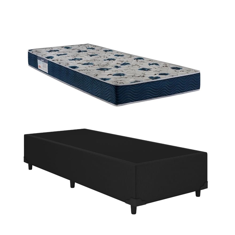 Cama Base Box Solteiro Preto Colchão ISO 60 D28 - Ortobom