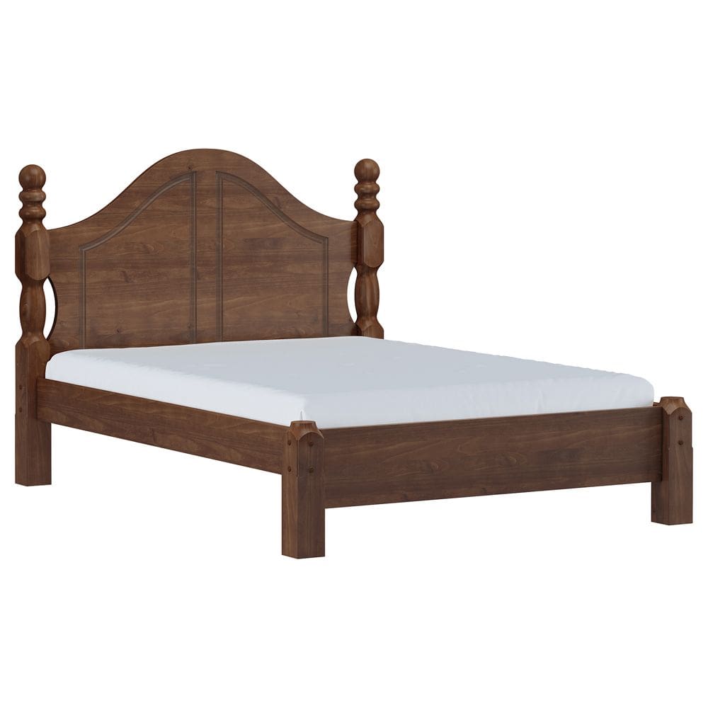 Cama Casal De Madeira Maciça Clássica Para Colchão 138x188 Zahav F06 Café - Lyam Decor