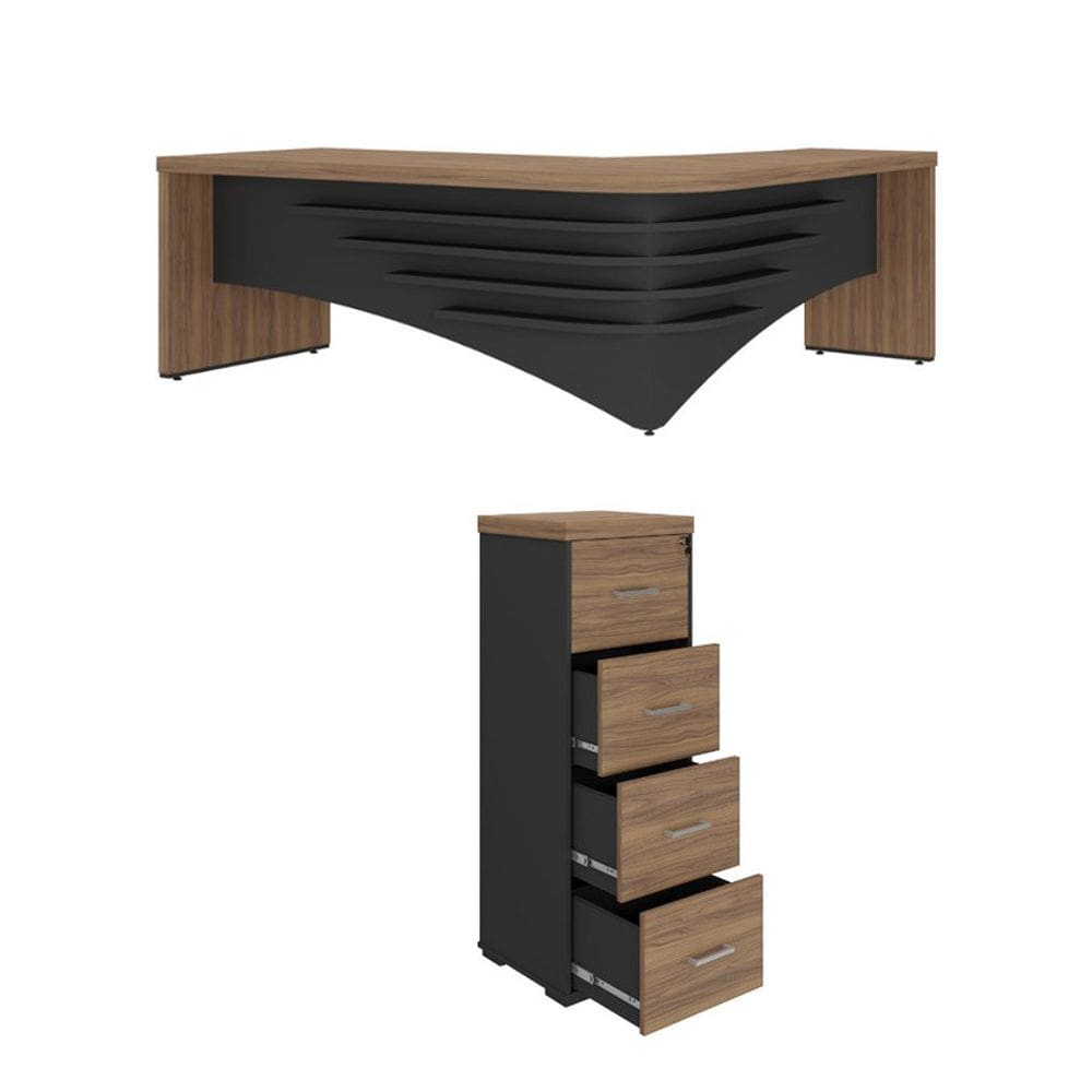 Conjunto Escritório: Mesa Diretor LE 6129 + Arquivo 6372