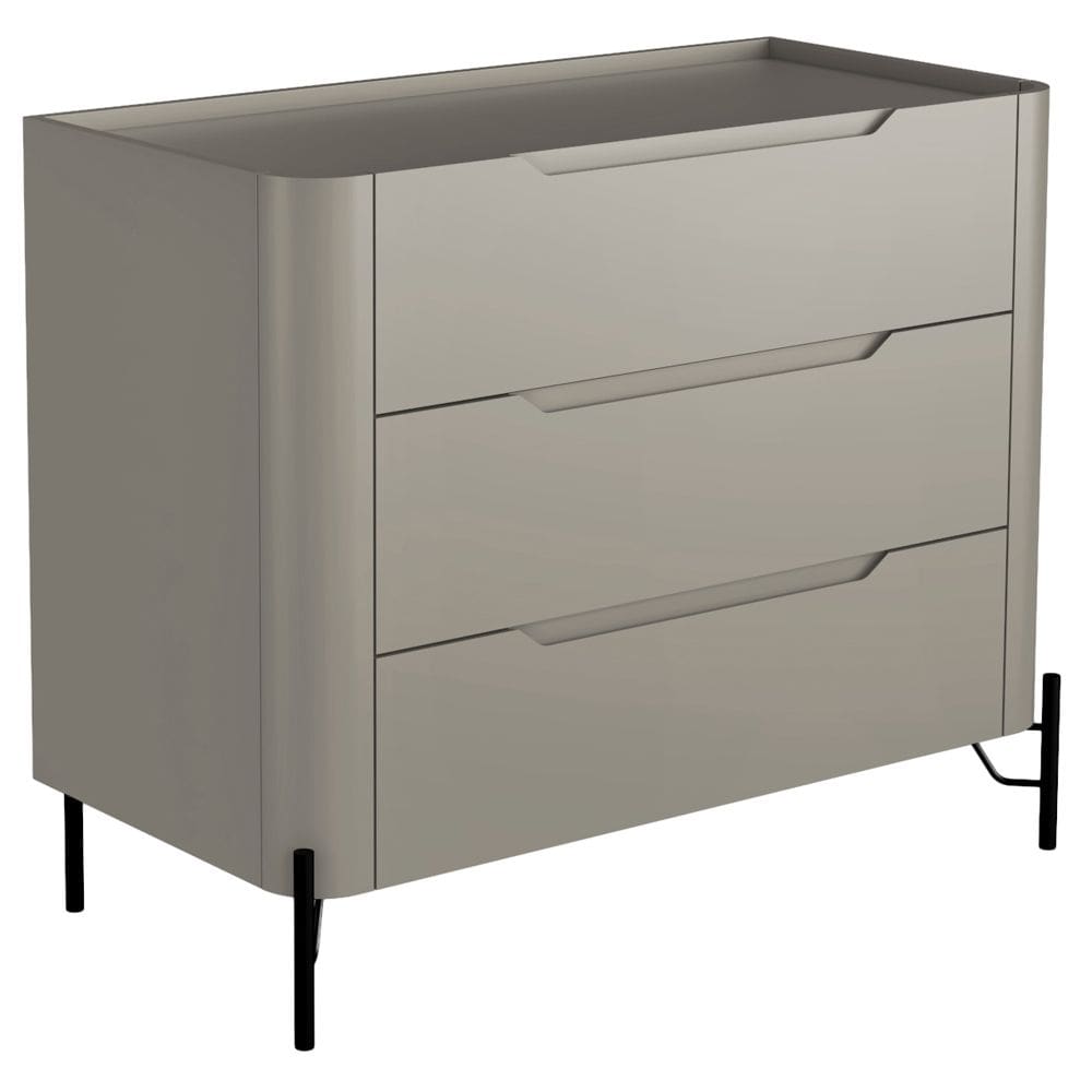 Cômoda Para Quarto Closet Orgânica 3 Gavetas Pés Industrial Preto Bliss I03 Grigio - Lyam Decor