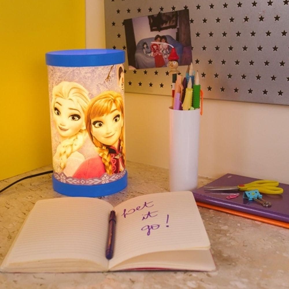 Luminária De Mesa Frozen Anna E Elsa - Iluminação Mágica Disney Bivolt