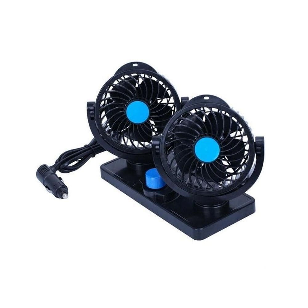 Ventilador Automotivo Duplo Rotativo Ajustável Veicular Carro Van ônibus 12v