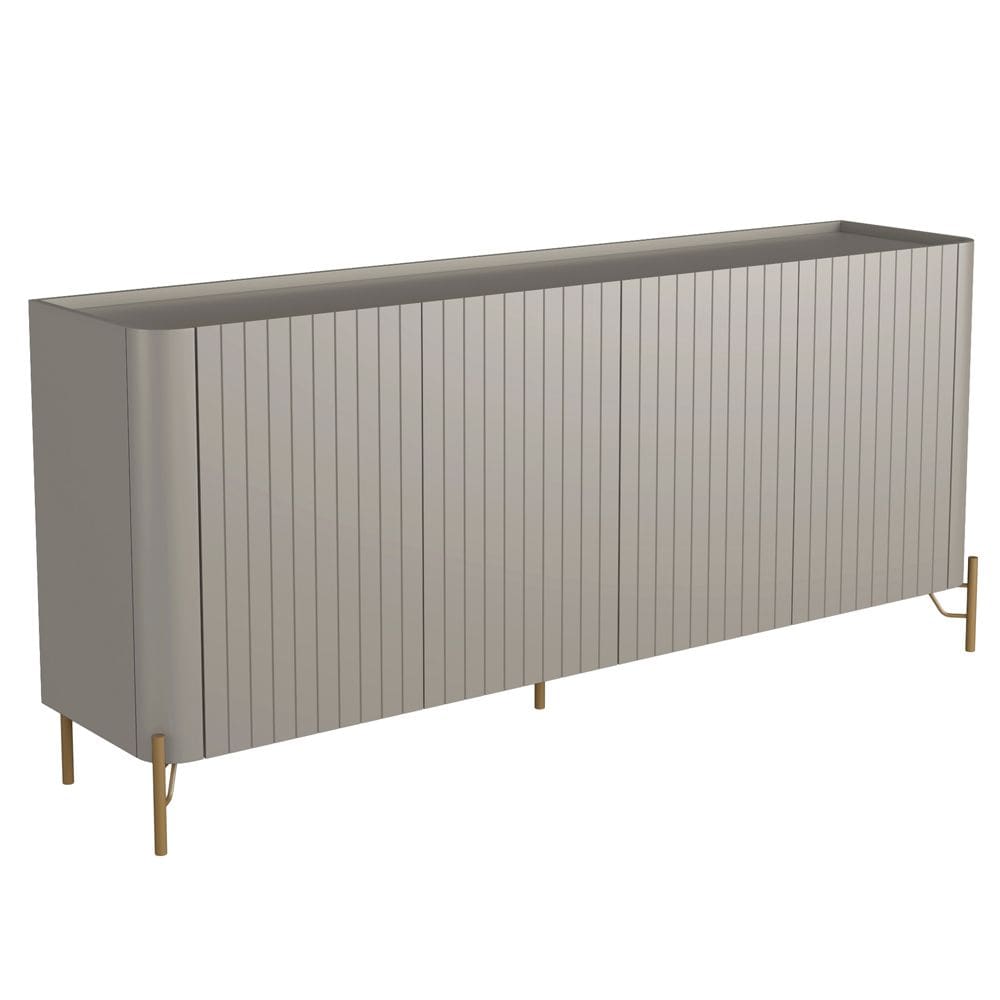 Aparador Buffet Sala de Jantar 4 Portas Brise Pés Industrial Dourado Naim I03 Grigio - Lyam Decor