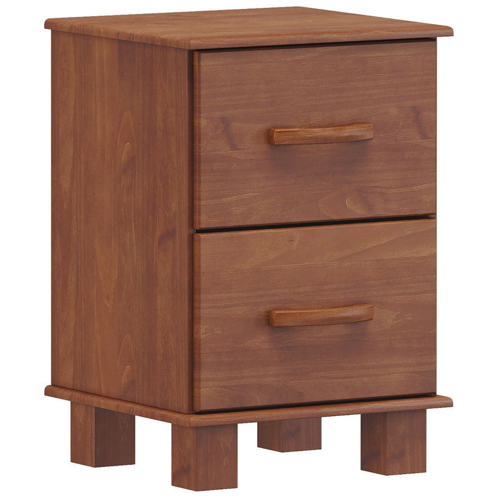 Mesa de Cabeceira 2 Gavetas Madeira Maciça Selena F06 Imbuia - Lyam Decor
