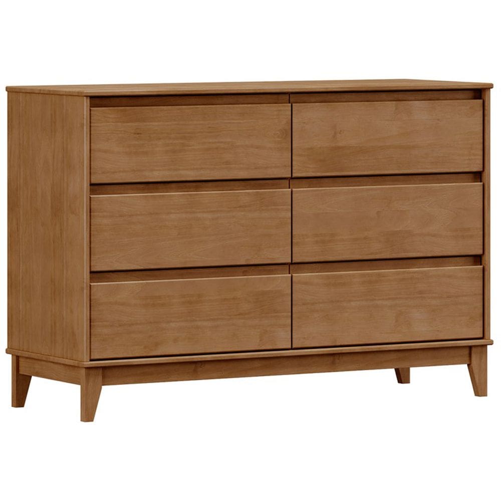 Cômoda Para Quarto Closet 6 Gavetas Pés Retrô Cintra F06 Freijó - Lyam Decor