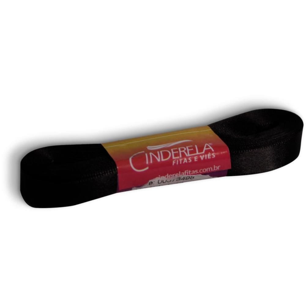 Fita De Cetim 10mm X 10m. Preto - Cinderela