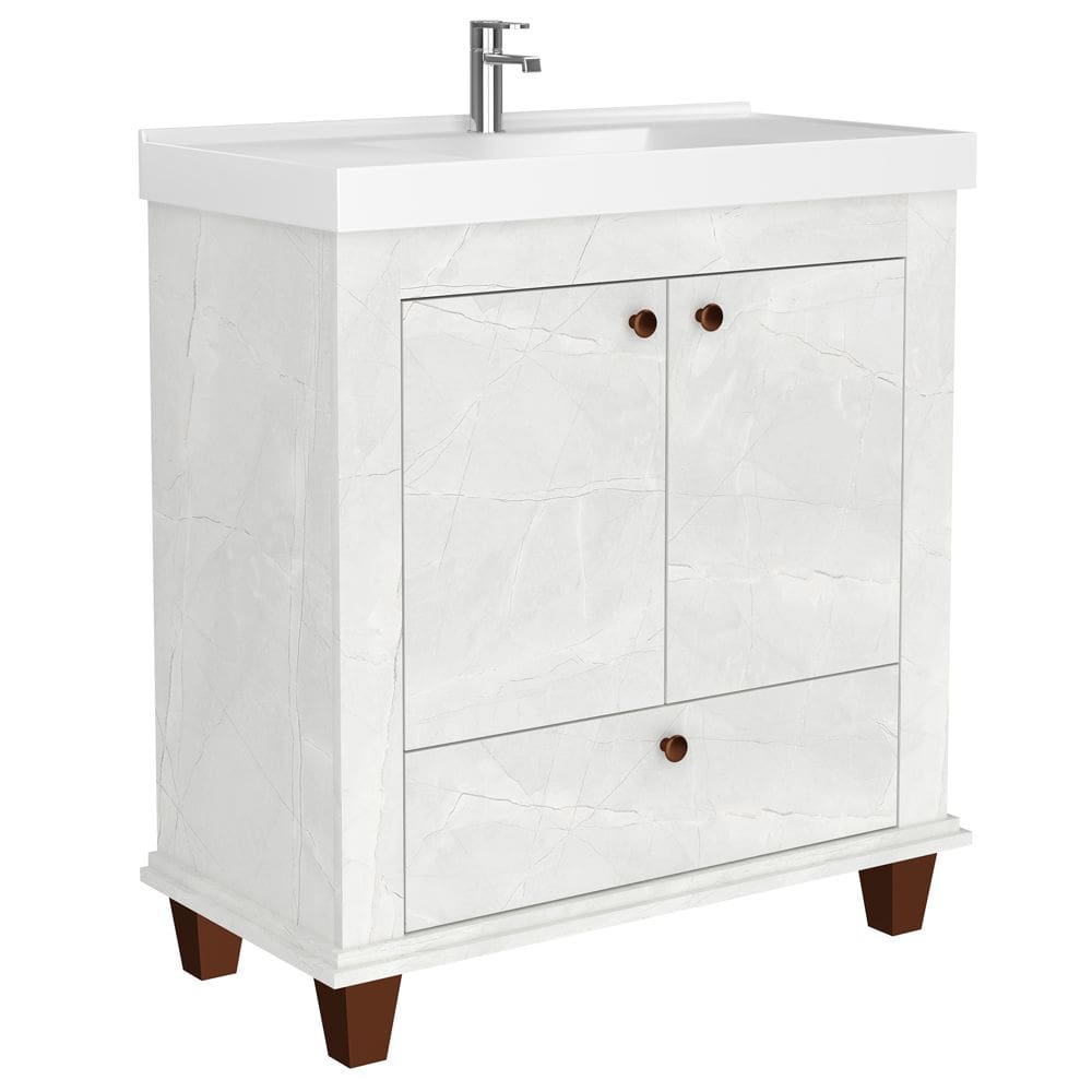 Balcão Gabinete Para Banheiro Com Pés Sem Tampo 80cm Malezia B06 Cristal - Lyam Decor