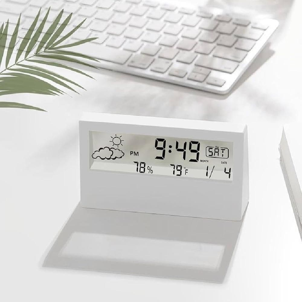 Relogio Mesa Despertador Digital Multifuncao Tela Transparente Lcd Iluminada Sensor Clima