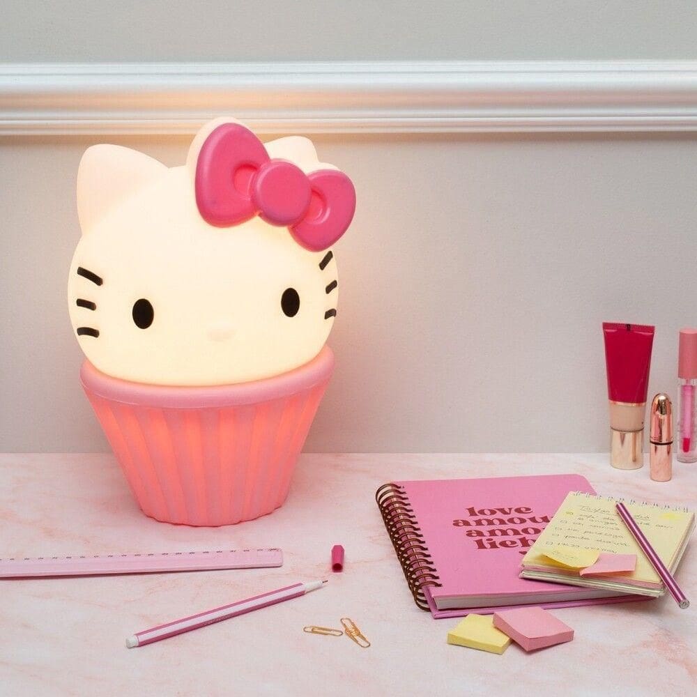 Luminária 3d Hello Kitty - Abajur Rosa Charmoso Para Quarto Infantil