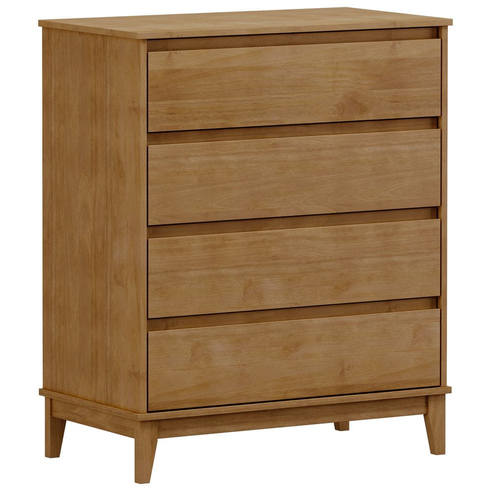 Cômoda Para Quarto Closet 4 Gavetas Pés Retrô Cintra F06 Freijó - Lyam Decor