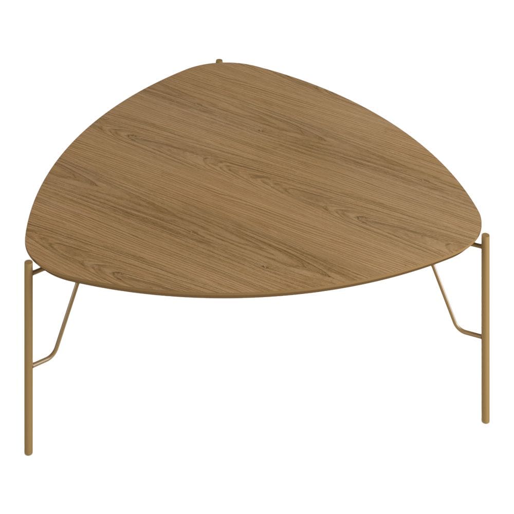 Mesa de Centro Para Sala de Estar Alta Pés Industrial Dourado Alef I03 Louro - Lyam Decor