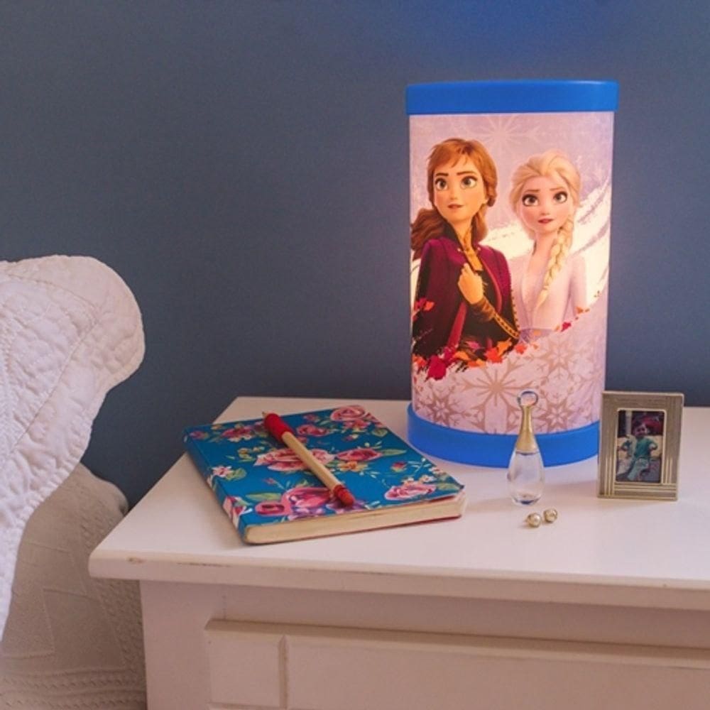 Luminária De Mesa Frozen 2 Elsa E Anna - Iluminação Decorativa Bivolt