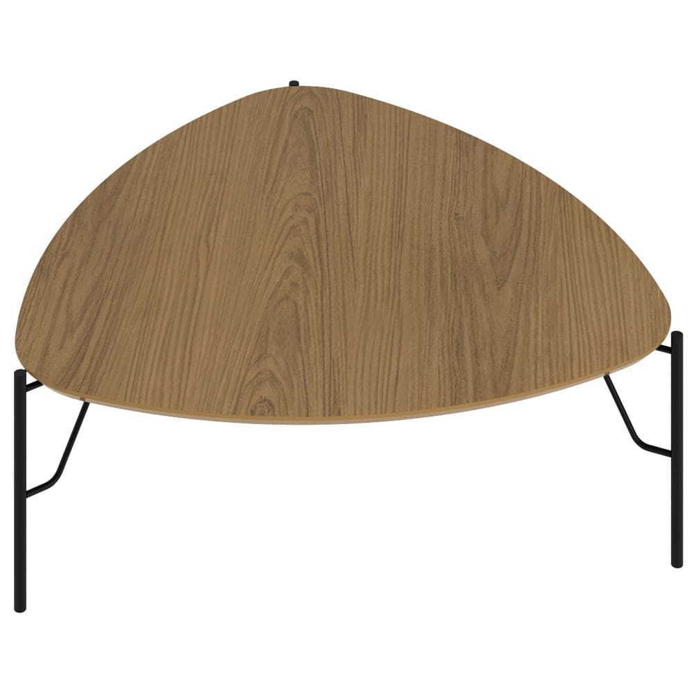 Mesa de Centro Para Sala de Estar Baixa Pés Industrial Preto Alef I03 Louro - Lyam Decor