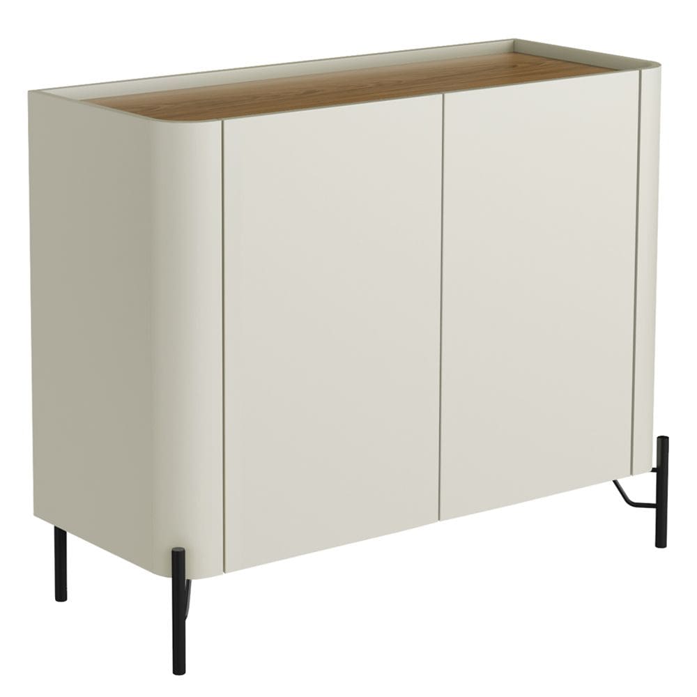 Aparador Buffet Para Sala de Jantar 2 Portas Pés Industrial Preto Naim I03 Luna Louro - Lyam Decor