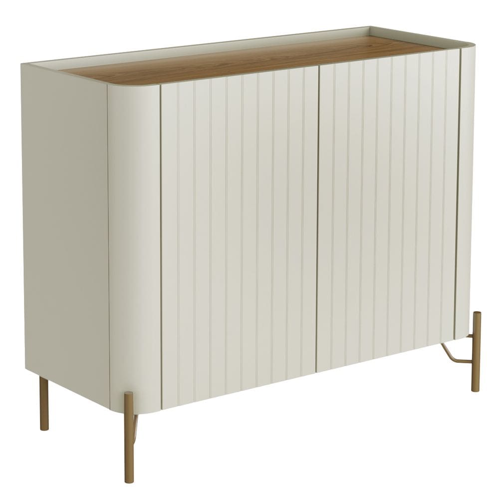 Aparador Buffet Sala de Jantar 2 Portas Brise Pés Industrial Dourado Naim I03 Luna Louro - Lyam