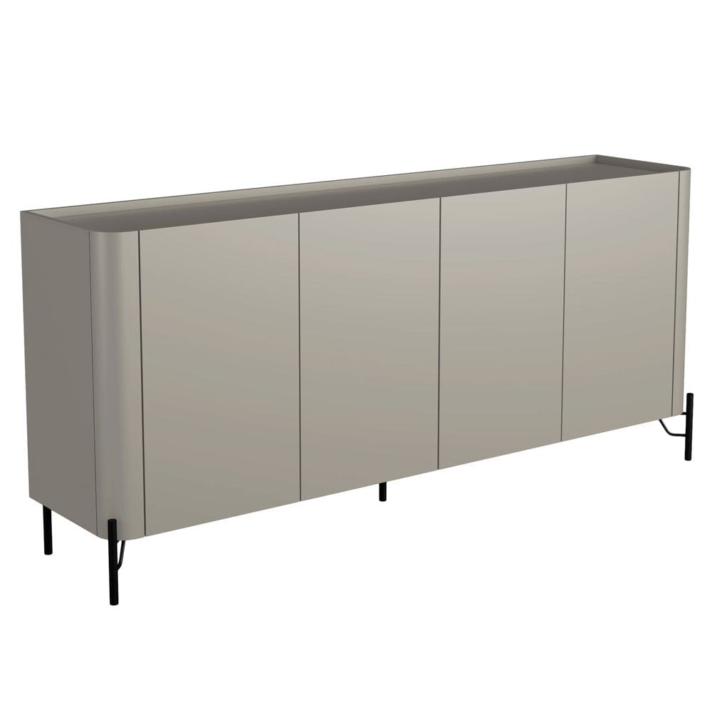 Aparador Buffet Para Sala de Jantar 4 Portas Pés Industrial Preto Naim I03 Grigio - Lyam Decor