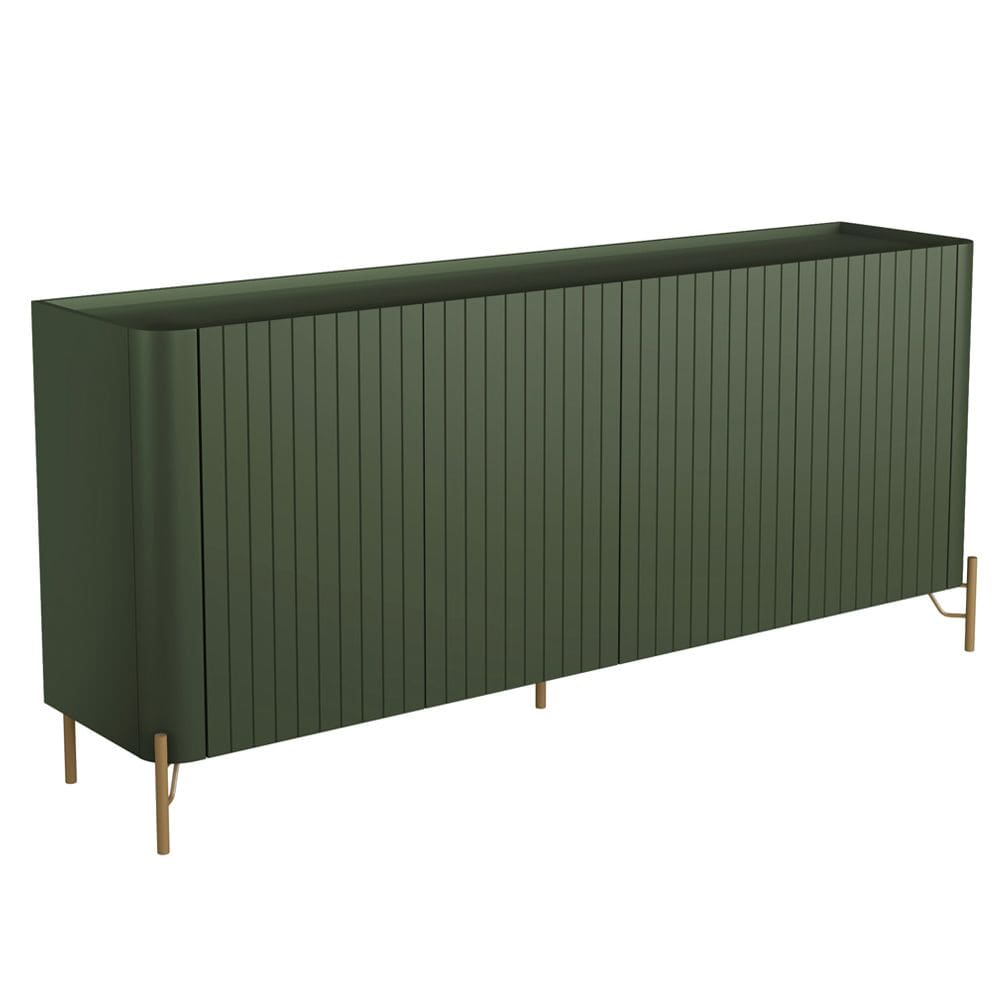 Aparador Buffet Sala de Jantar 4 Portas Brise Pés Industrial Dourado Naim I03 Musgo - Lyam Decor