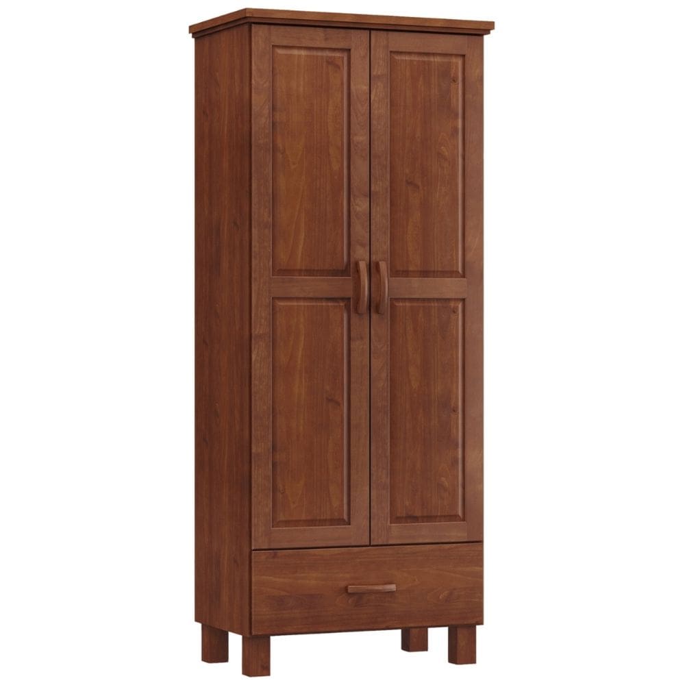 Guarda Roupa Solteiro 2 Portas 1 Gaveta Madeira Maciça Selena F06 Imbuia - Lyam Decor