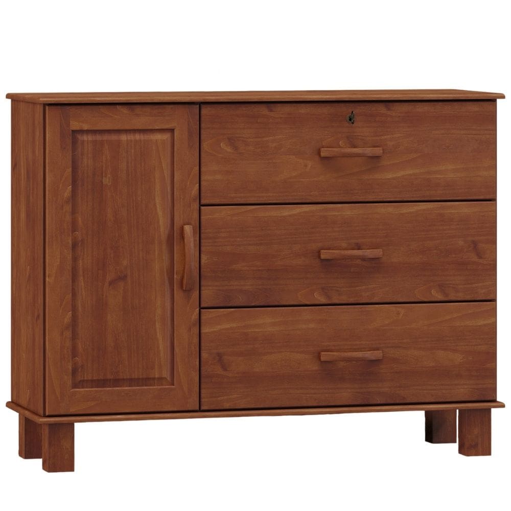 Cômoda Sapateira Para Quarto Closet 3 Gavetas 1 Porta Maciça Selena F06 Imbuia - Lyam Decor