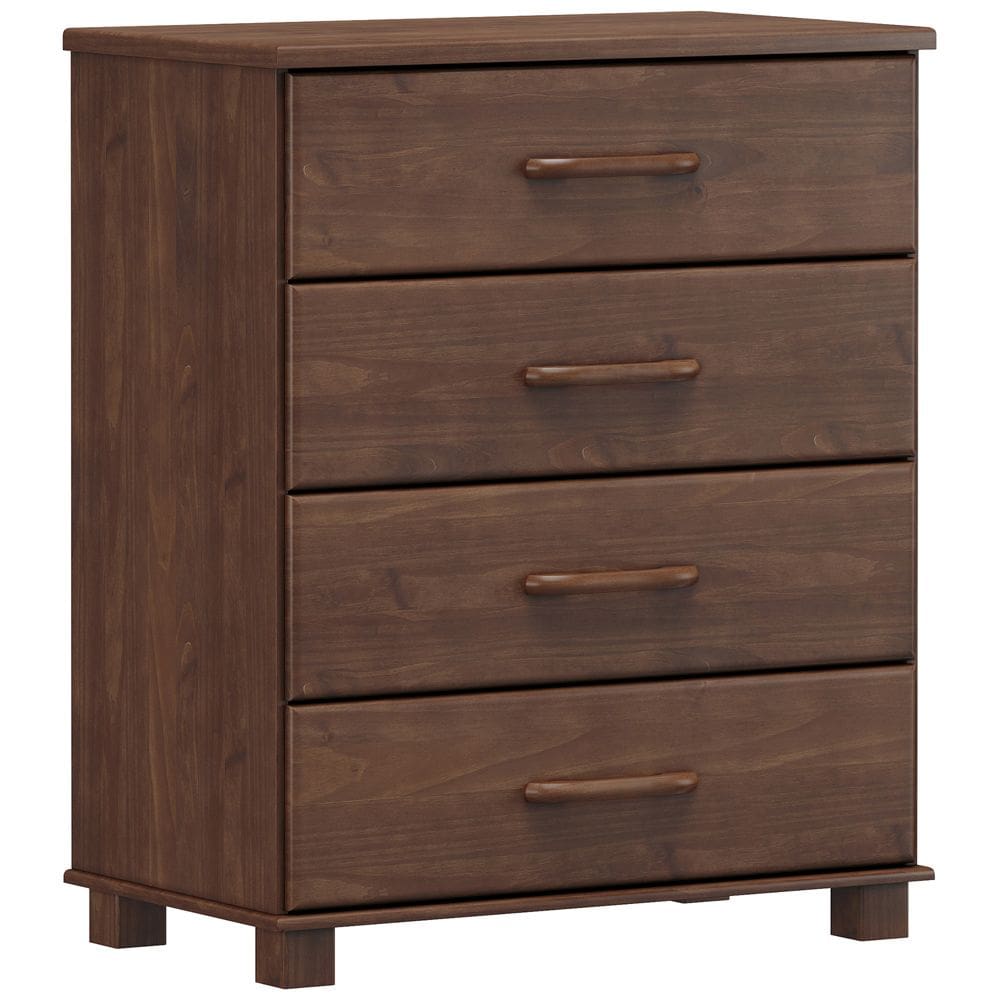 Cômoda Para Quarto Closet 4 Gavetas Madeira Maciça Zahav F06 Café - Lyam Decor