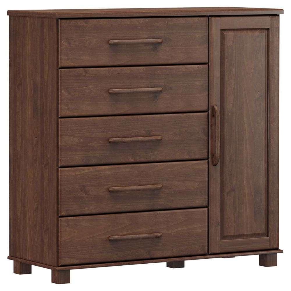 Cômoda Sapateira Para Quarto Closet 5 Gavetas 1 Porta Zahav F06 Café - Lyam Decor