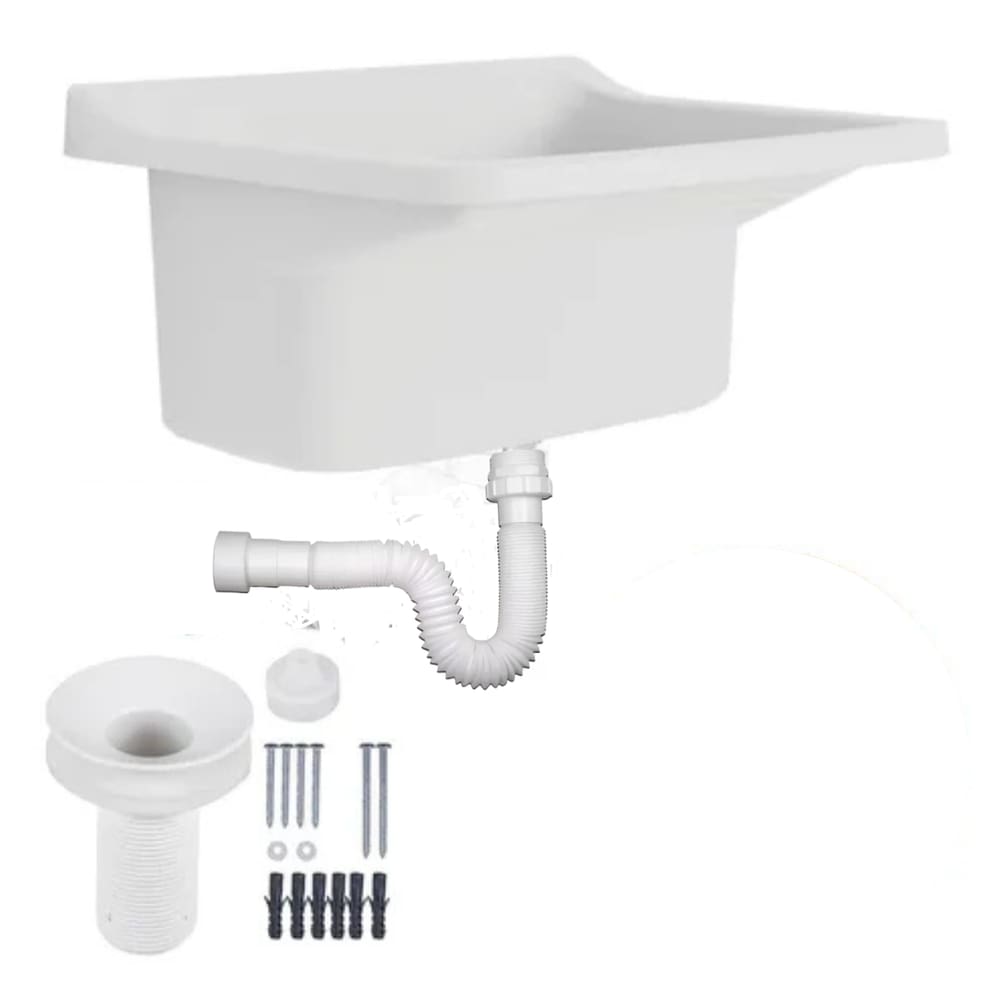 Tanque Astra Plastico 22L Lavar Roupa Branco + Sifao Valvul