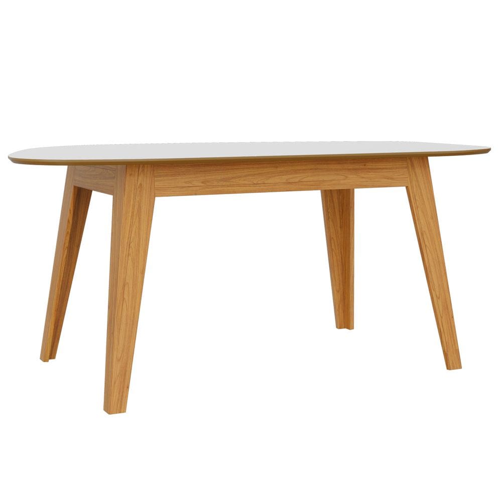 Mesa de Jantar 6 Lugares Orgânica 180cm Ohana D03 Off White Freijó - Lyam Decor