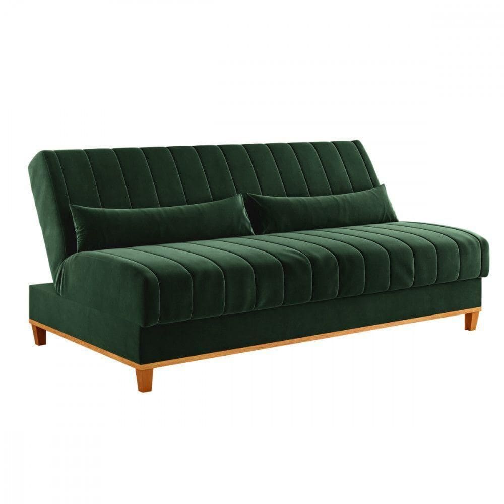 Sofá Cama Com Almofada Duna Veludo Oliva Viero Oliva